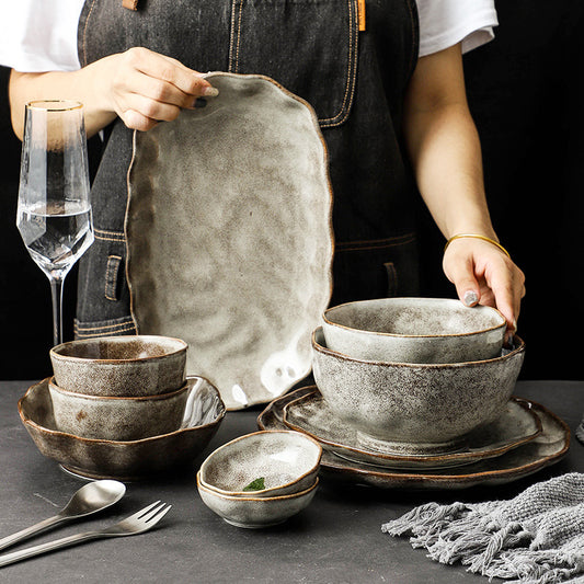 Rustic Stoneware-Style Ceramic Dish Collection