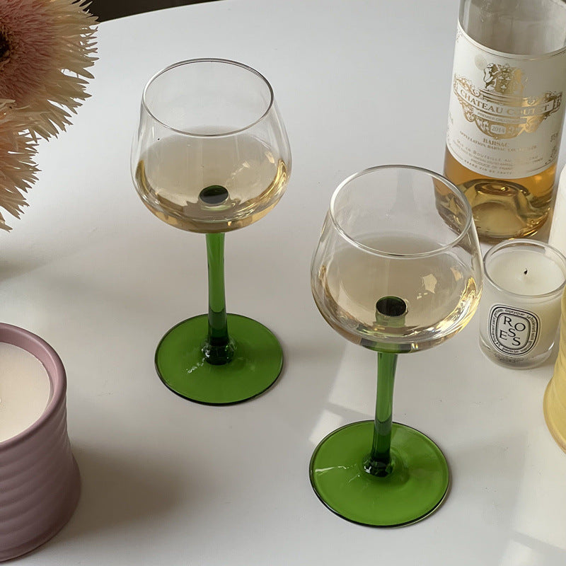 Green Stemmed Wine Glass