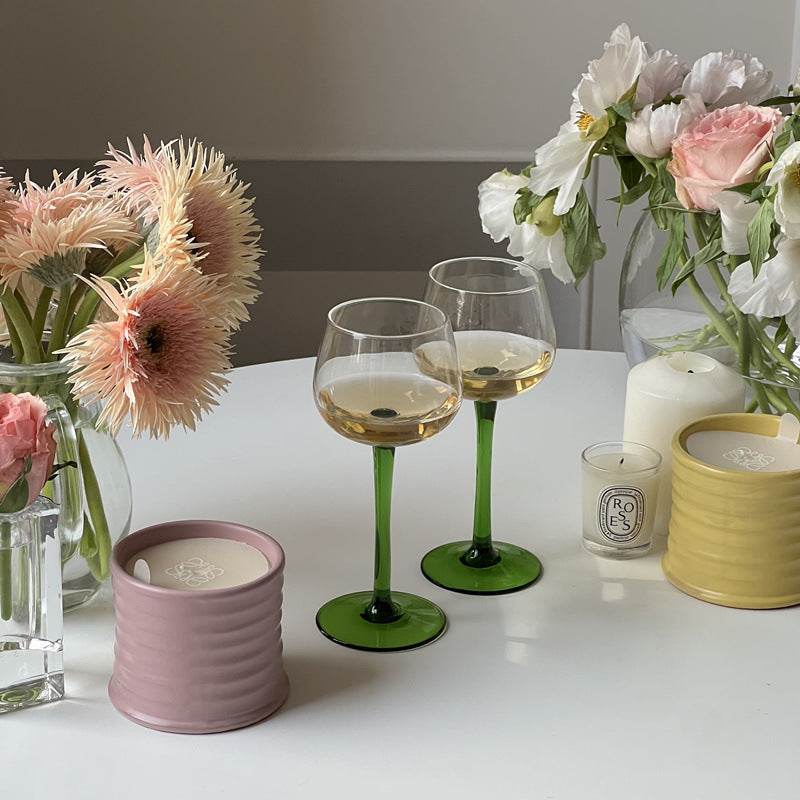 Green Stemmed Wine Glass