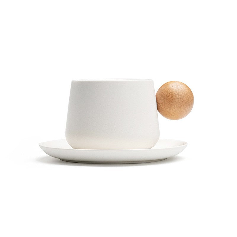 Ball Handle Ceramic Mug and Saucer