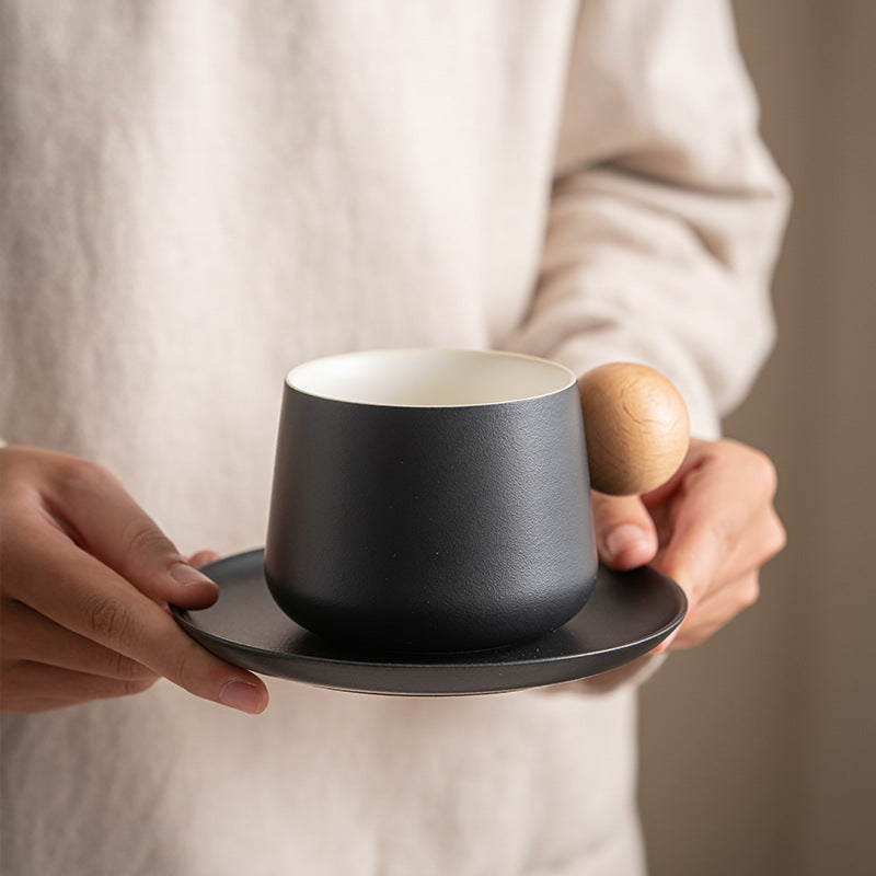 Ball Handle Ceramic Mug and Saucer