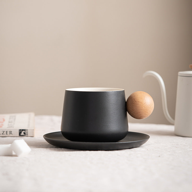 Ball Handle Ceramic Mug and Saucer