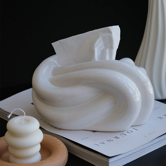 Ceramic Pastry Twist Shaped Napkin Box