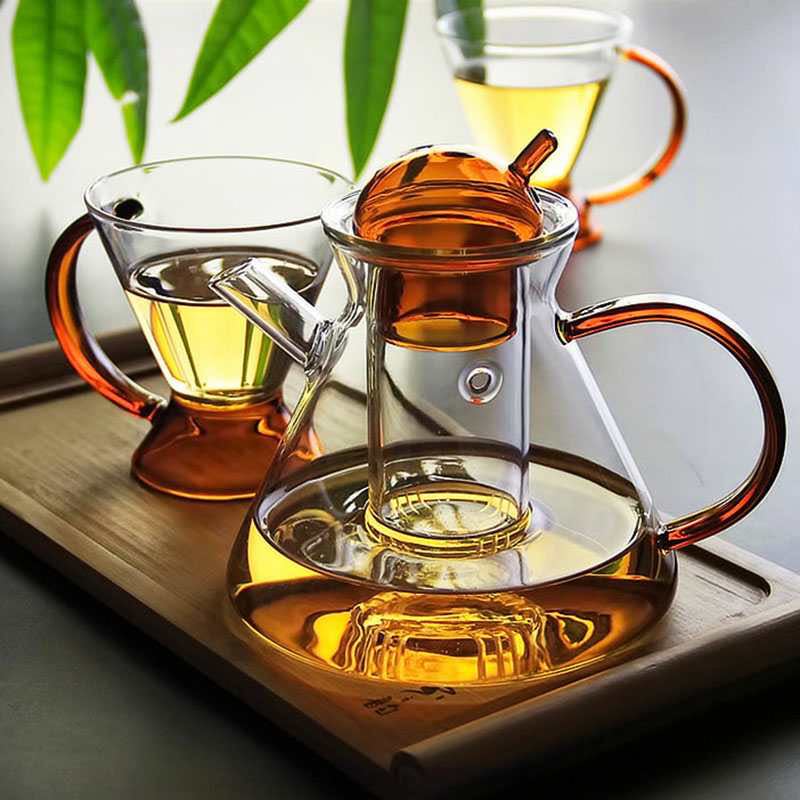 Glass Teapot with Infuser and Matching Cups