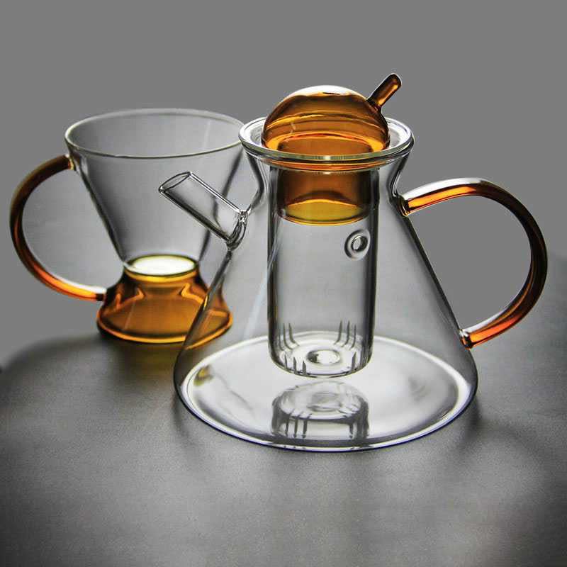 Glass Teapot with Infuser and Matching Cups