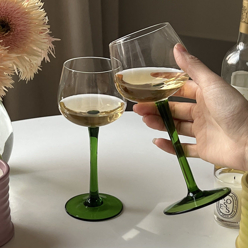 Green Stemmed Wine Glass